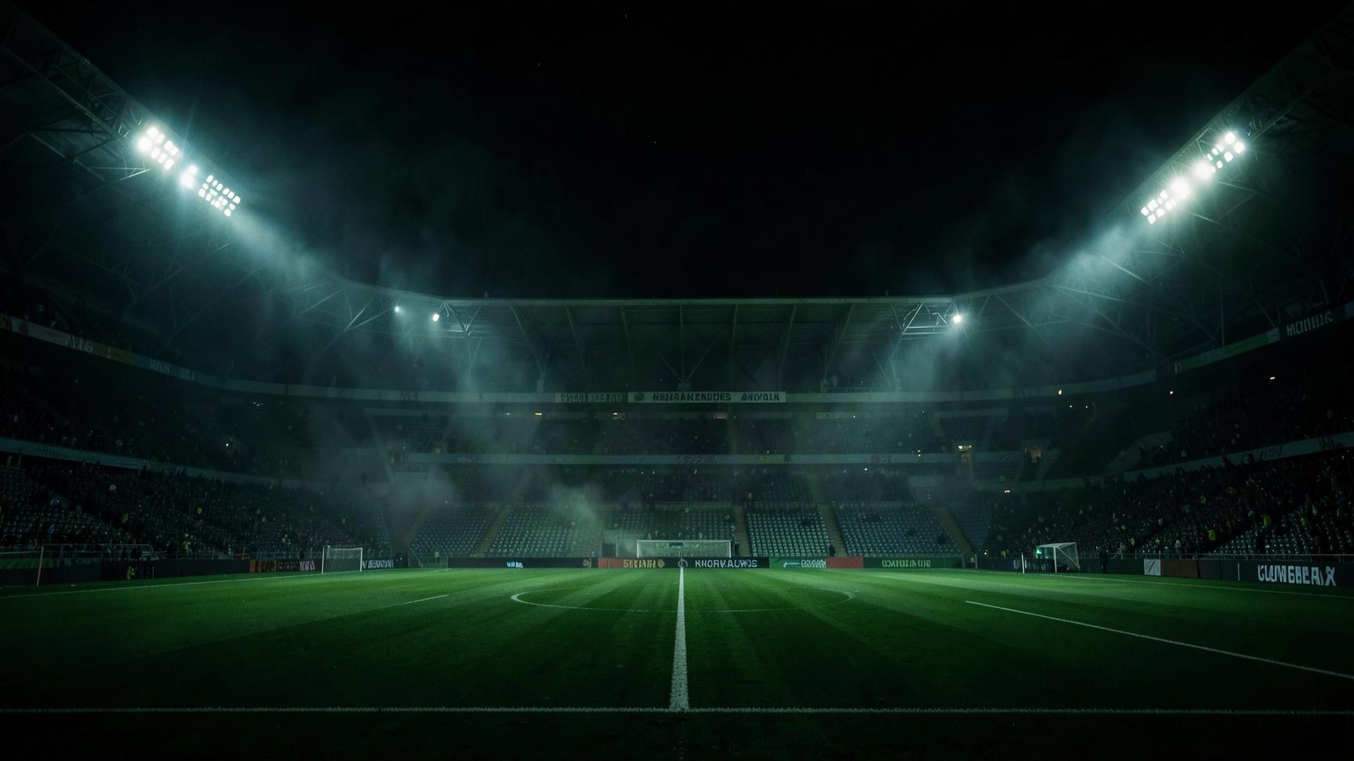 Floodlit stadium at night